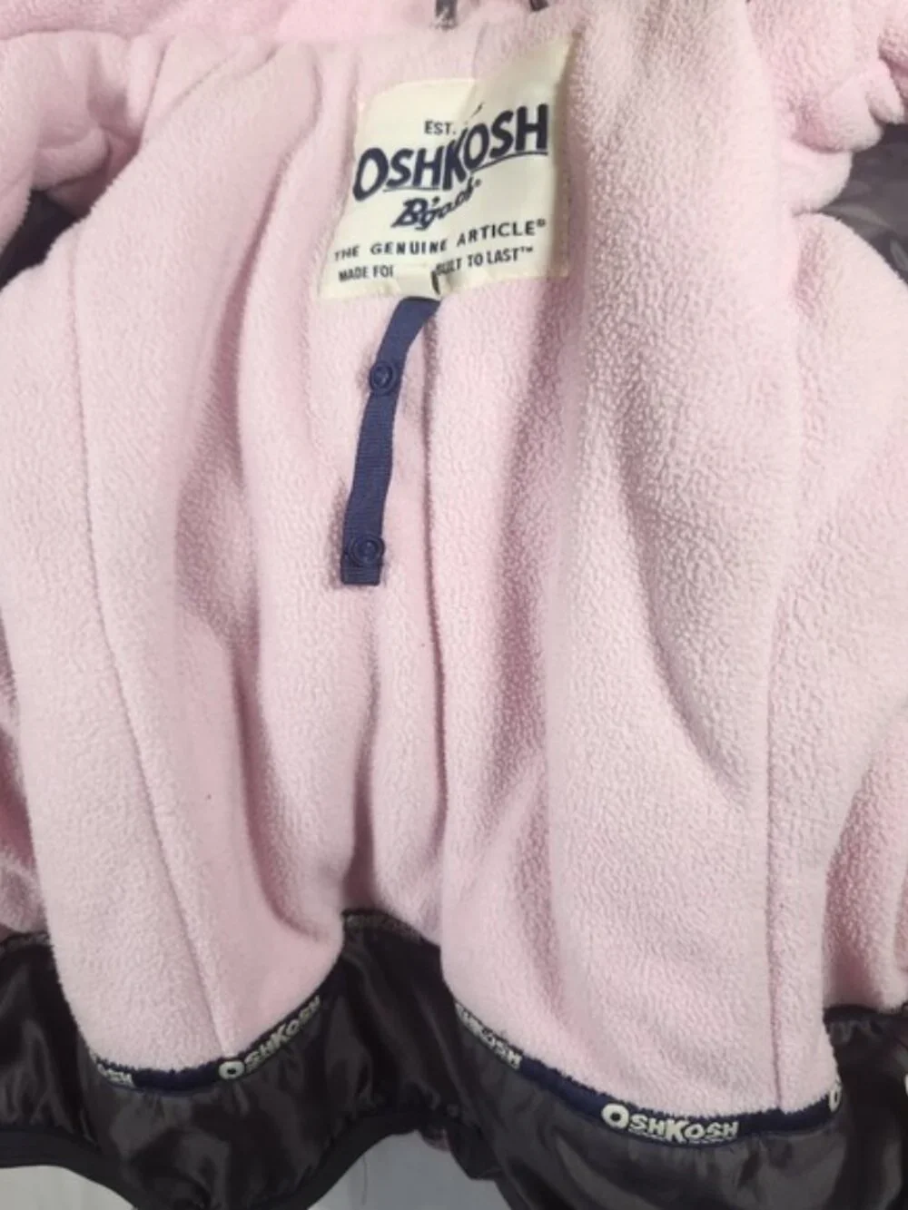 OshKosh Bgosh Girls Camo Snowflake Winter Puffer‎ Jacket Pink Grey Faux Fur Hood